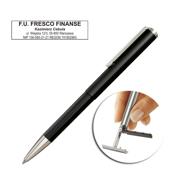 Długopis z pieczątką w eleganckim etui Heri Styling Effect 3102 czarny